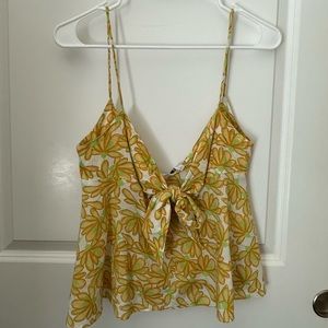 Zara floral tie front top